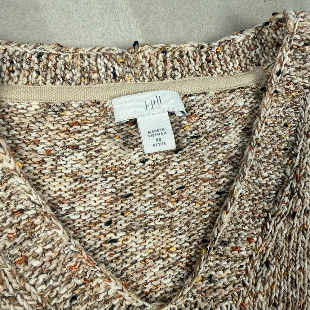 J.Jill XS Petite Speckled Knit V-Neck Sweater Neutral Confetti Fleck Cozy - Picture 3 of 9